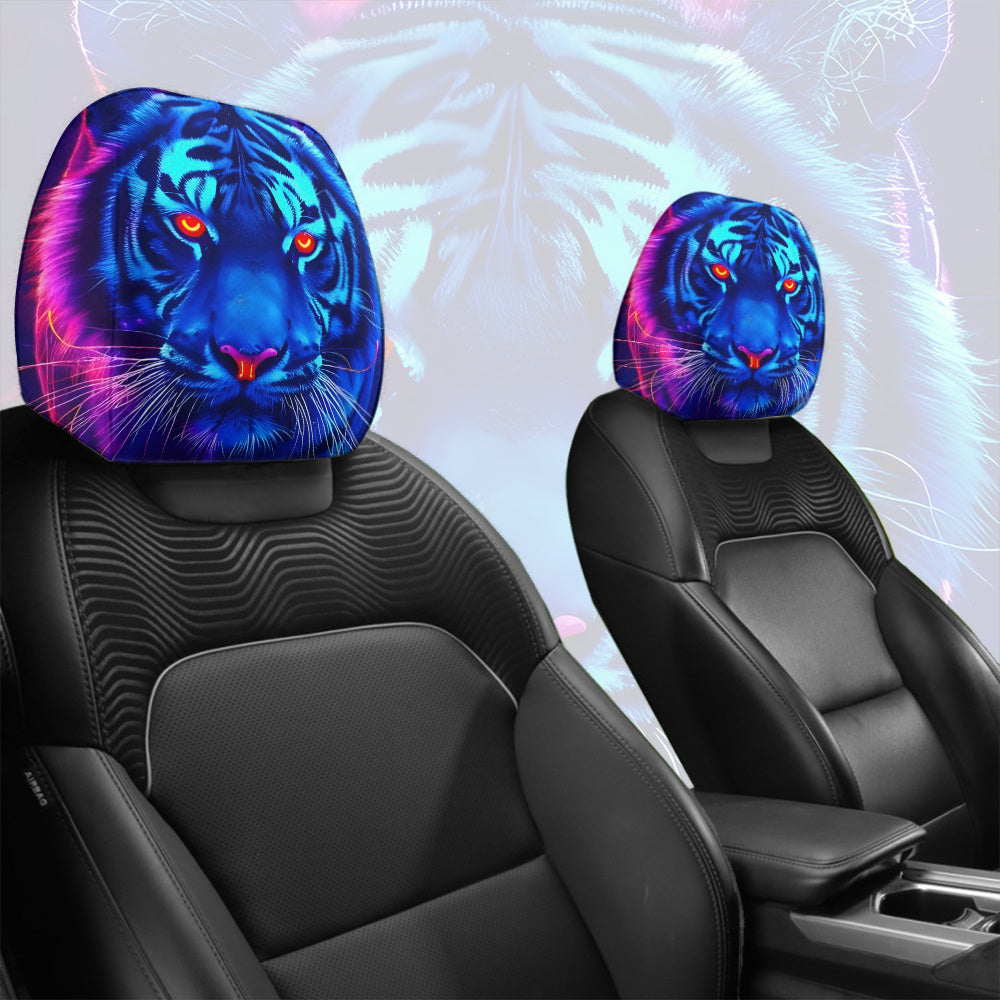 Lot de 2 housses d'appuie-tête de voiture à motif néon bleu