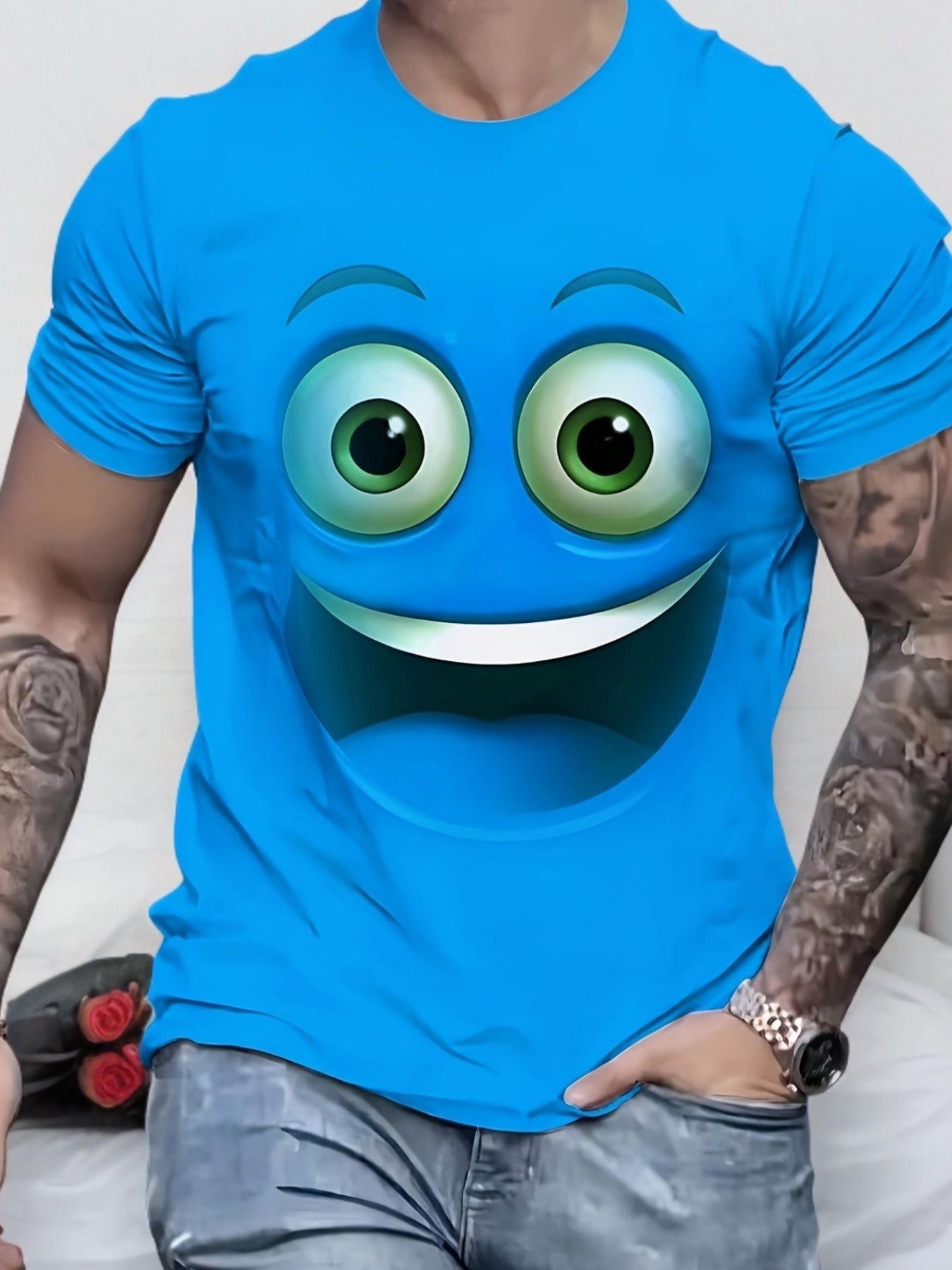 T-shirt homme imprimé visage de dessin animé 3D