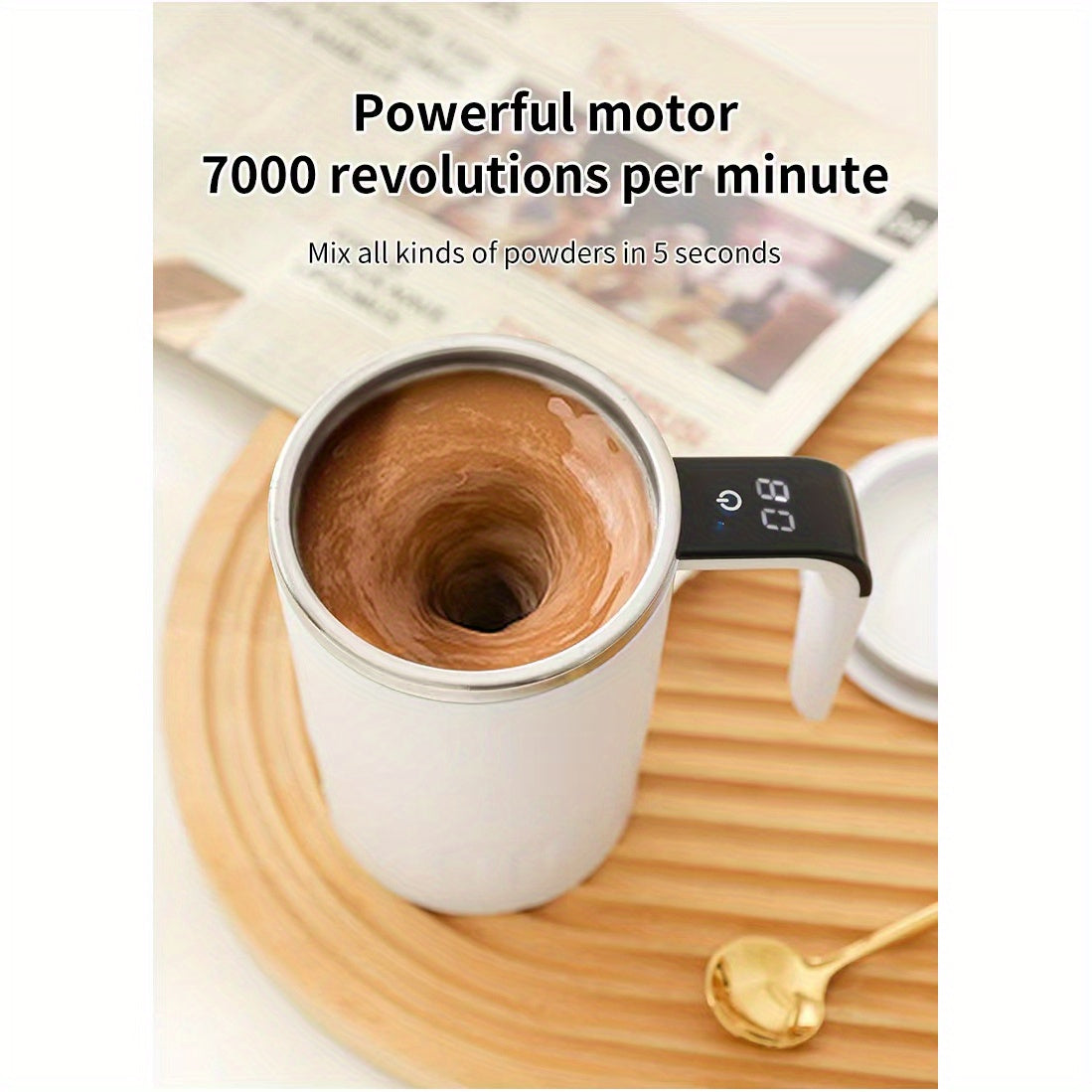 Mug électrique à affichage numérique LED de la température, grande capacité, rechargeable et portable