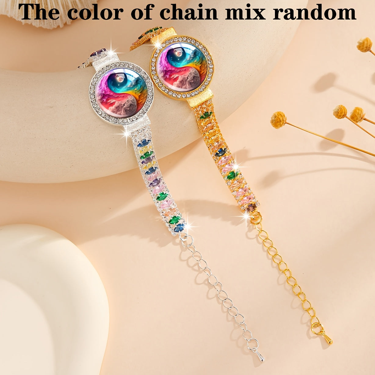 Bracelet  pour femme en zircone synthétique colorée (1 pièce), idéal pour offrir ou à porter au quotidien.