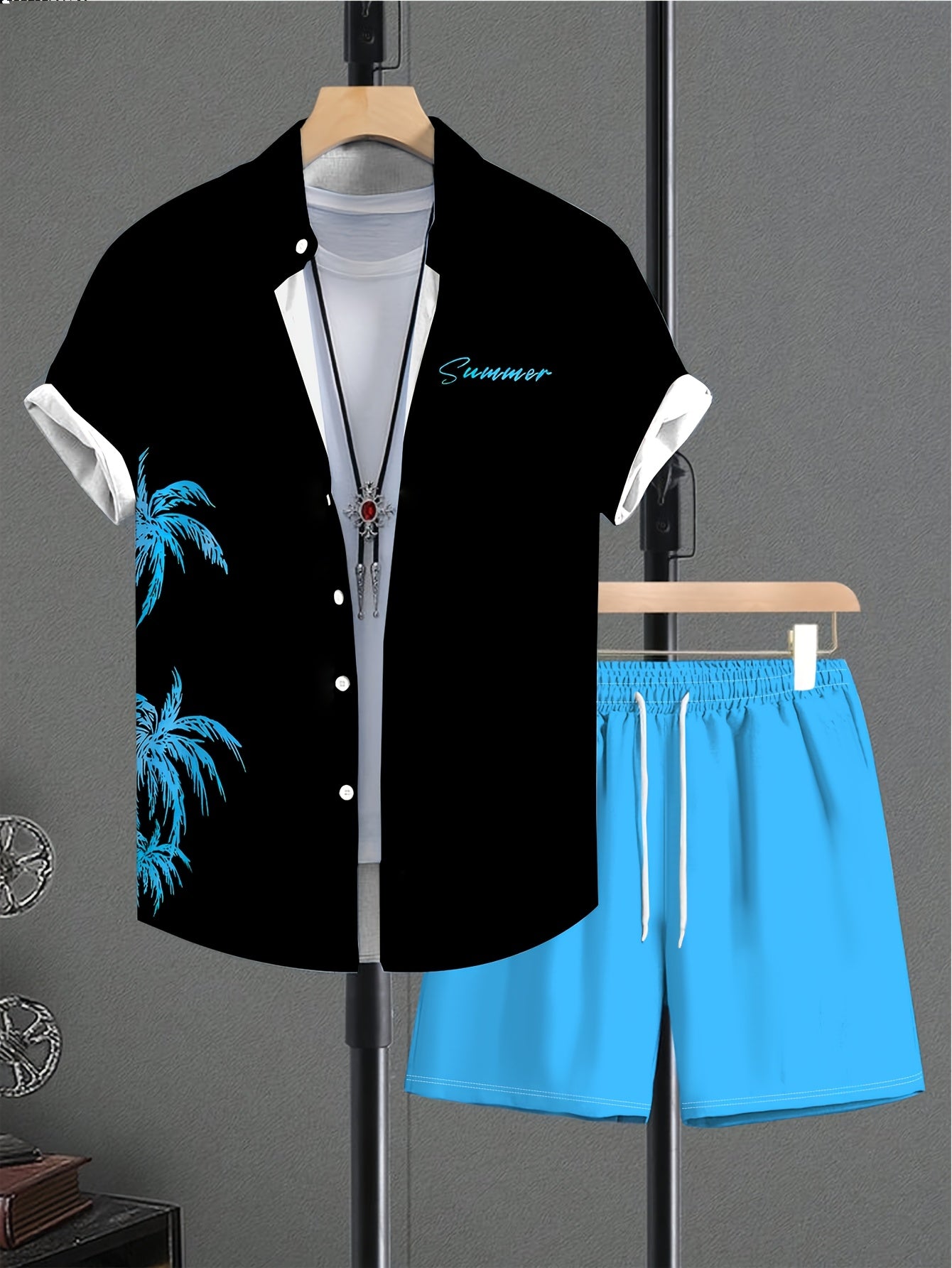 Ensemble chemise à manches courtes imprimée et short