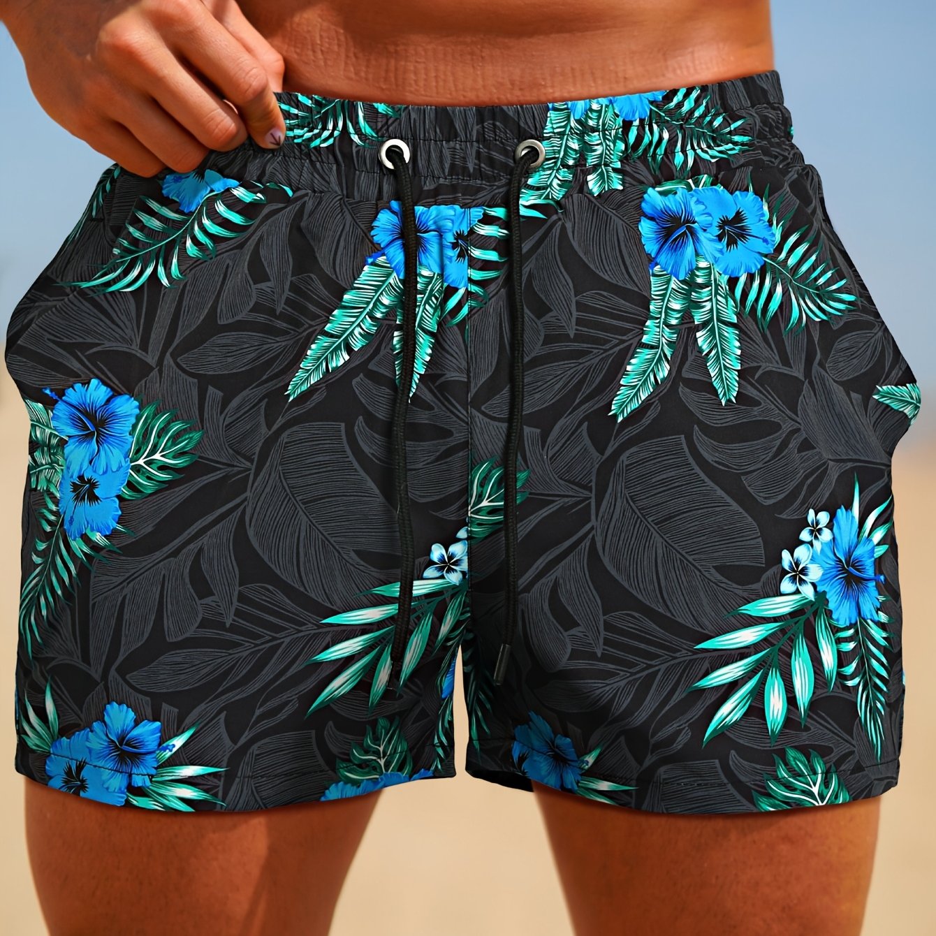 Short de bain élastique d'extérieur avec doublure en maille pour le surf, la plage