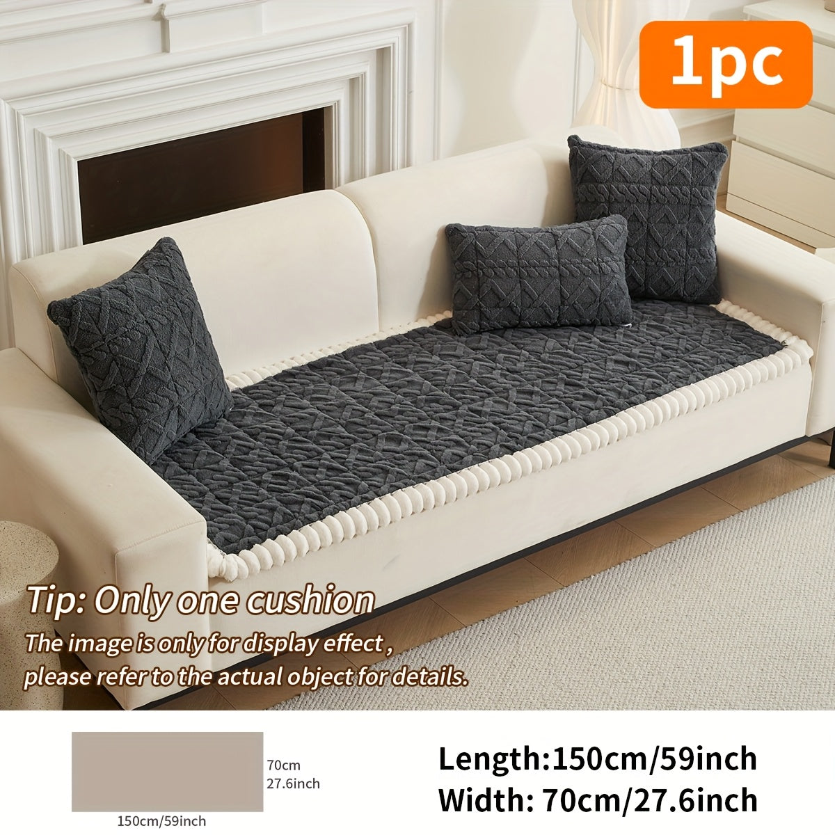 Coussin de canapé matelassé doux (1 pièce), housse de canapé épaisse en polyester pour plus de chaleur en automne et en hiver, décoration intérieure adaptée aux canapés 2, 3 ou 4 places.