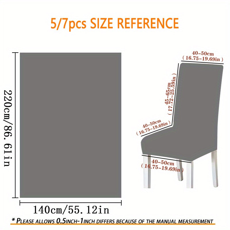 7 pièces Superbe ensemble de nappe rectangulaire + housse de chaise