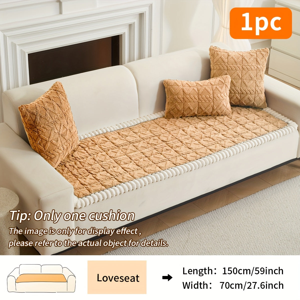 Coussin de canapé matelassé doux (1 pièce), housse de canapé épaisse en polyester pour plus de chaleur en automne et en hiver, décoration intérieure adaptée aux canapés 2, 3 ou 4 places.