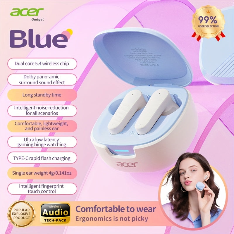 Écouteurs intra-auriculaires sans fil Acer avec chargement USB-C, son stéréo