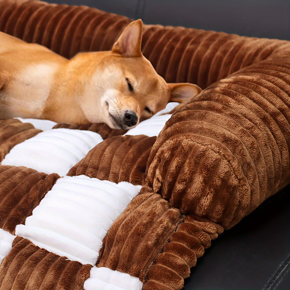 Canapé-lit pour chien à carreaux moelleux, mobilier pour animaux