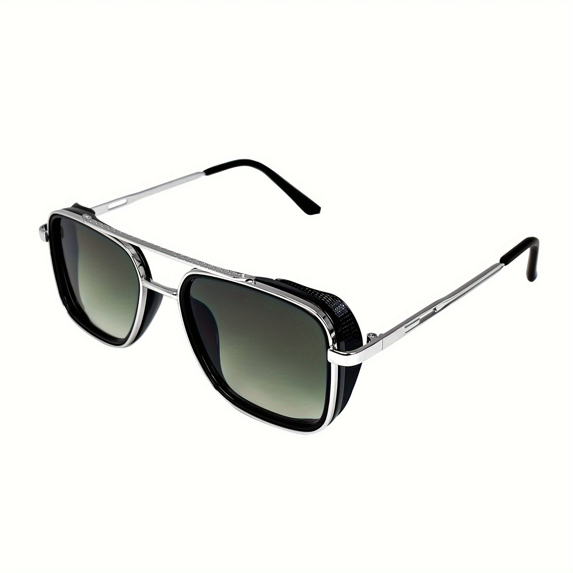 Lunettes carrées style hippie à monture métallique style punk rétro - Topdecheztop.fr