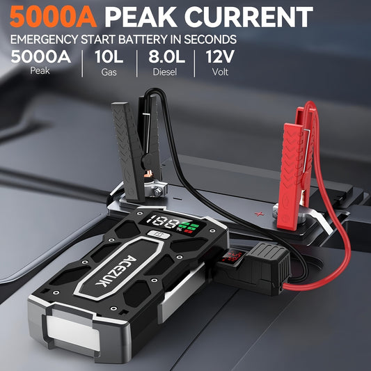 Démarreur de batterie de voiture 5 000 A (10 L essence/8 L diesel) - Topdecheztop.fr