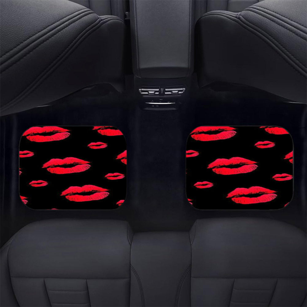 Lot de 4 tapis de sol de voiture à motif lèvres rouges