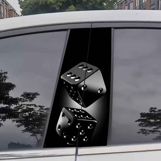 2pcs Black Dice Car Stickers, Vinyl, Matte Finish, Easy to Apply, Residue-Free, Scratch-Resistant & Waterproof, Self-Adhesive, Suitable for Plastic and Metal Surfaces, Automotive Decoration, Glass Surface Decor