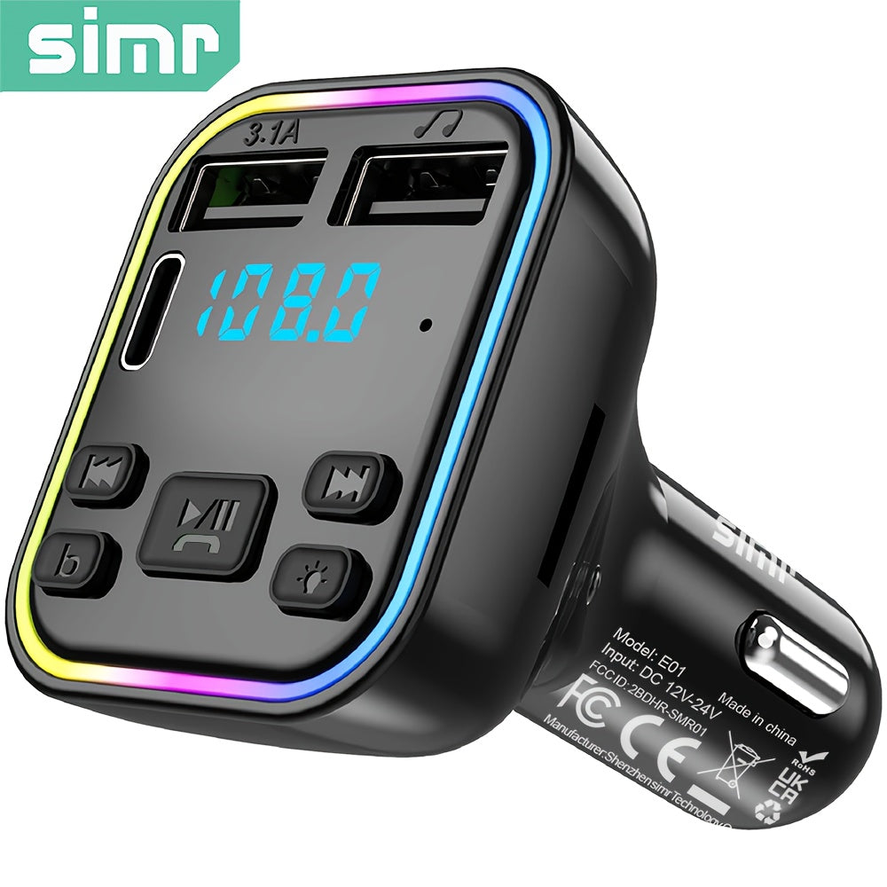 Lecteur MP3 de voiture avec transmetteur FM sans fil, charge rapide USB