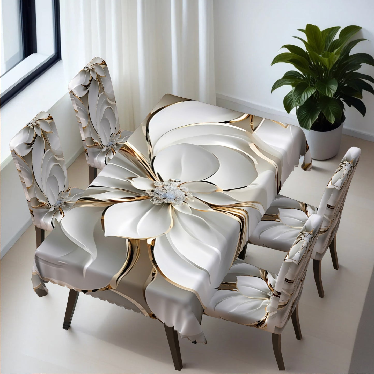 Ensemble élégant , nappe rectangulaire et de housses de chaises