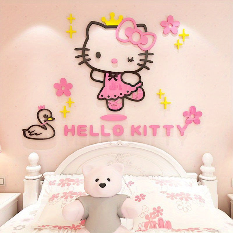 For Hello Kitty 3D Wall Sticker Set, Contemporary Style Acrylic Wall Decals, Waterproof Cartoon Murals, with for Bedroom, Living Room, Classroom, Party Decor, and Unique Birthday & Christmas Gift - Topdecheztop.fr
