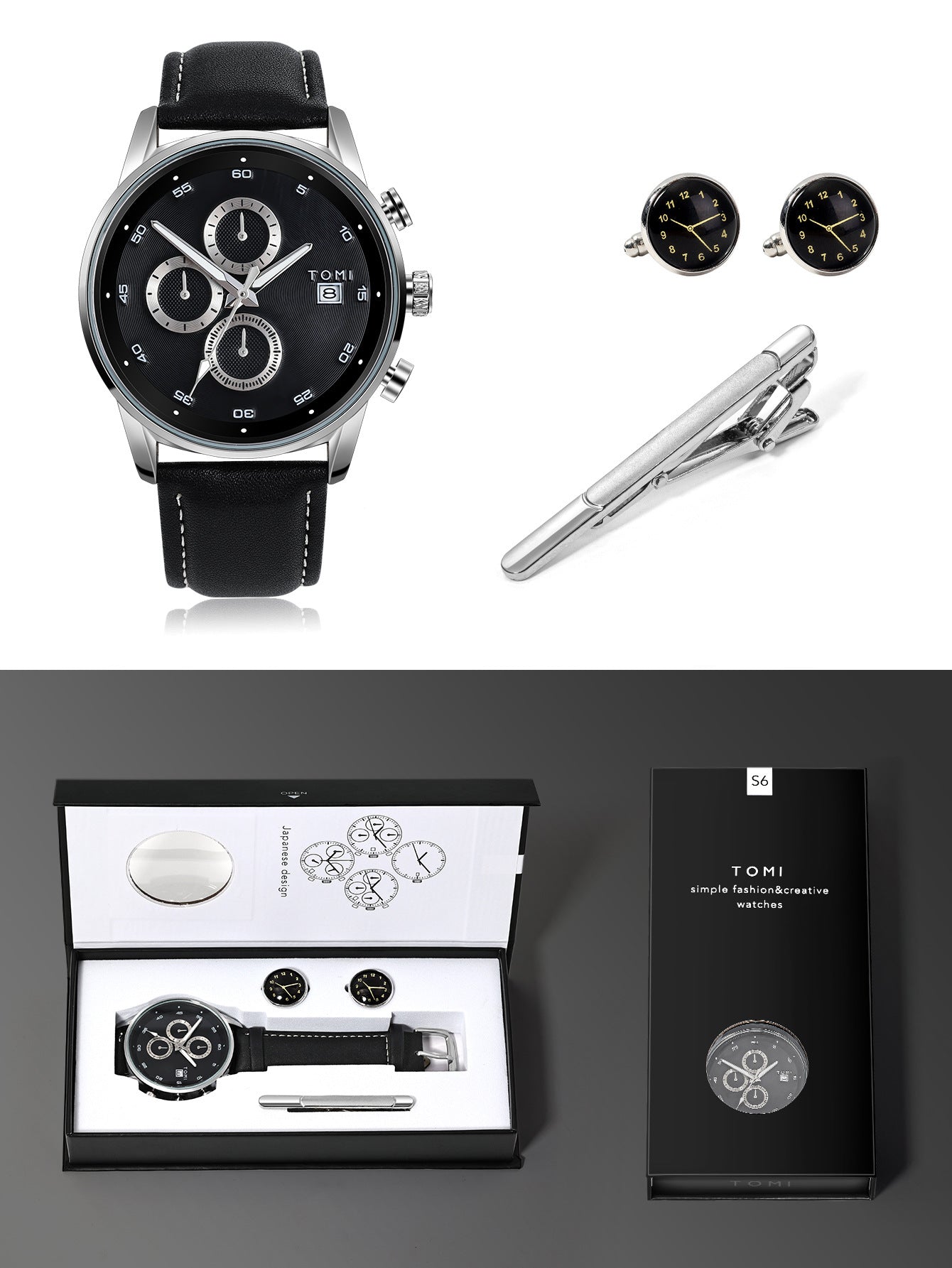 Coffret cadeau montre à quartz pour homme