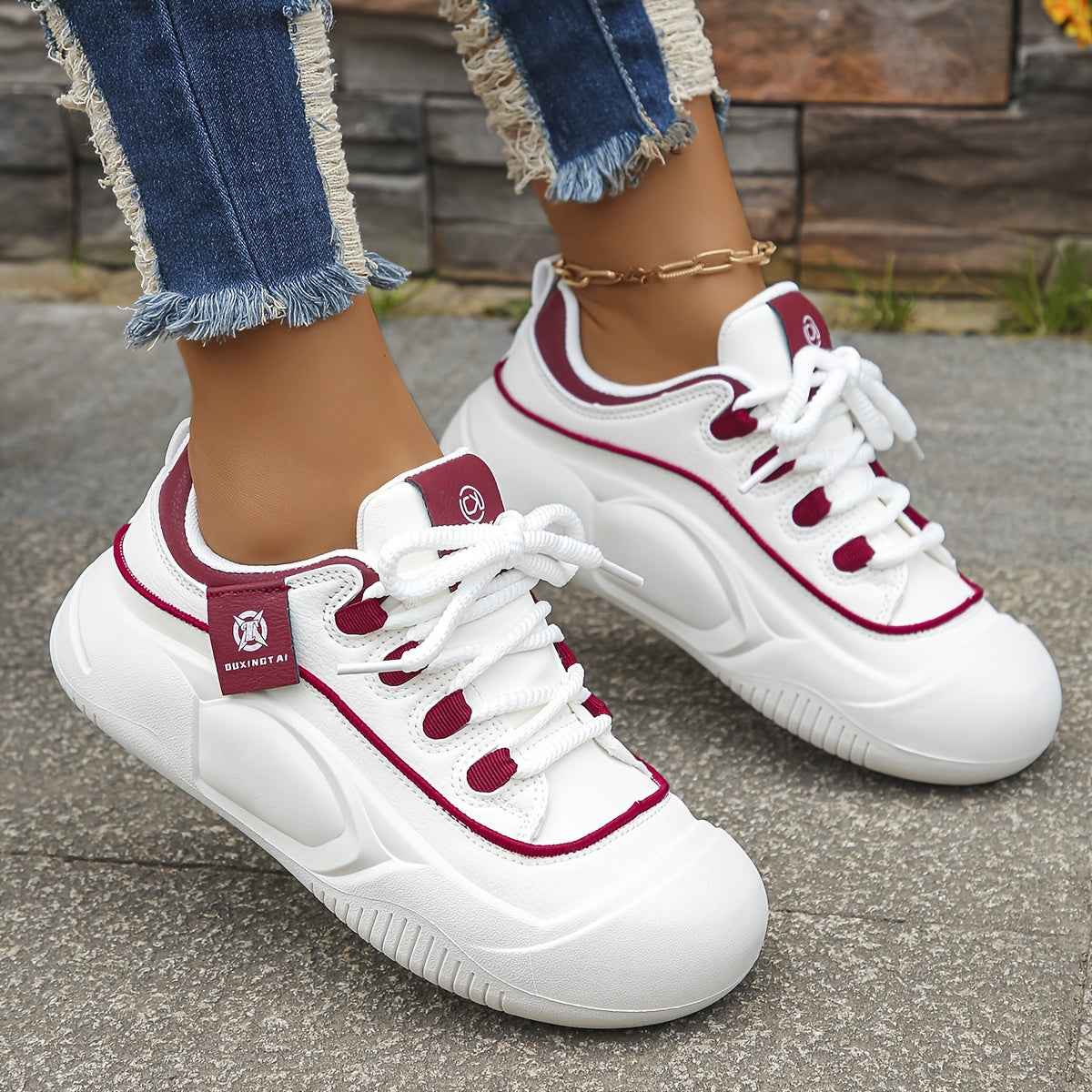 Four Seasons Trendy Ins Shoes for Women, Small Size Height Increase Shoes, Student White Shoes, Thick Sole Board Shoes for Women