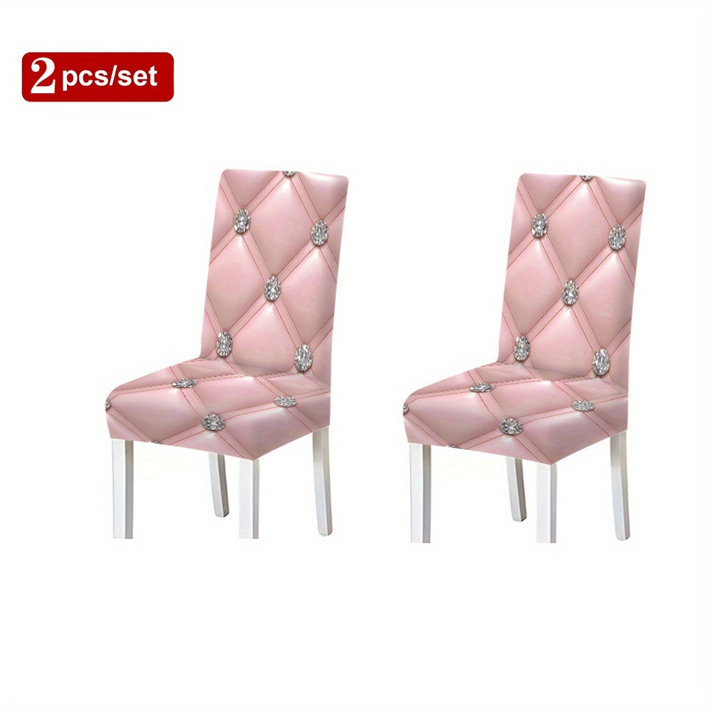 Housses de chaise à motif losanges roses, 6 PCS