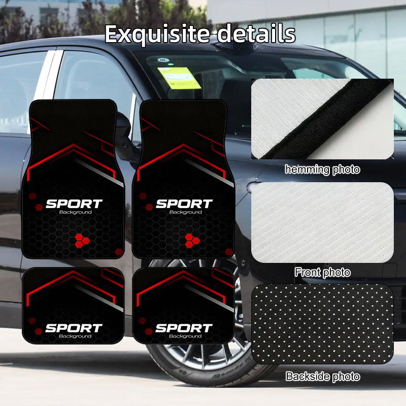 Lot de 4 tapis de sol sport imprimés pour voiture | Tapis de sol en polyester