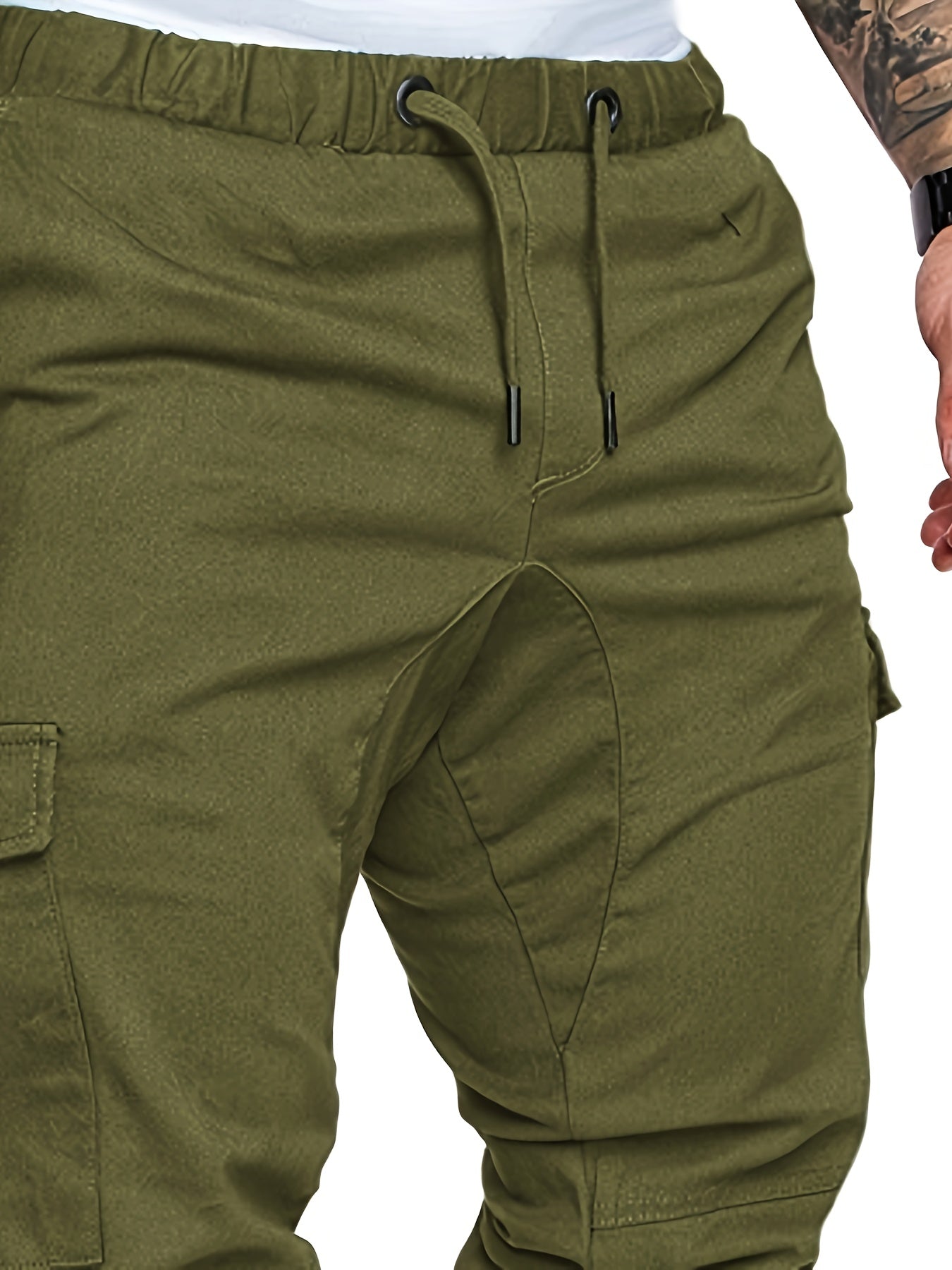 Pantalon cargo robuste pour homme avec design multi-poches, taille réglable