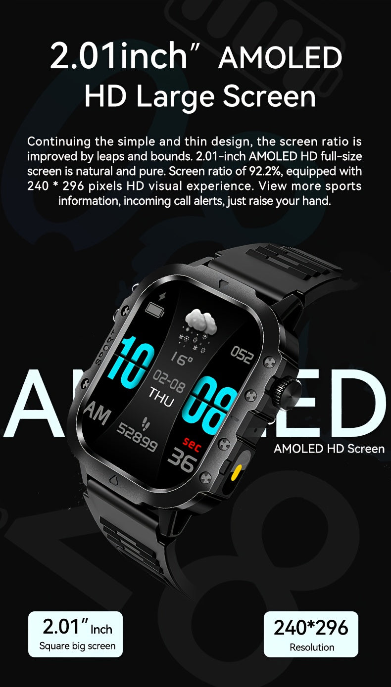 Montre connectée pour homme, grand écran tactile de 5,1 cm