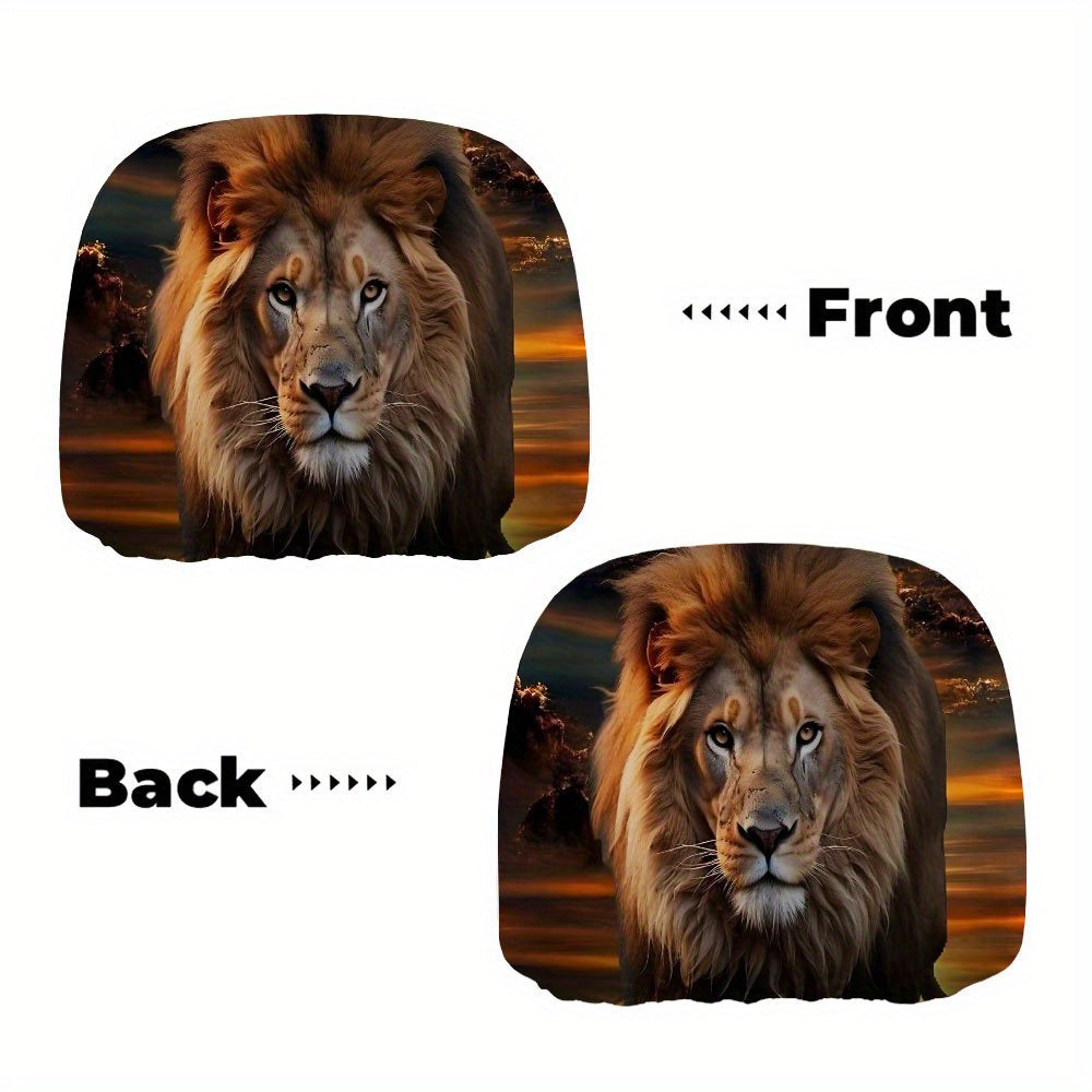 Ensemble de 2 housses d'appuie-tête de voiture à motif lion, élastiques