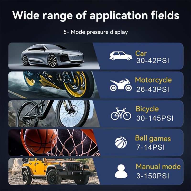 Gonfleur portable, compresseur d'air, pompe à pneus 150 PSI avec écran LCD