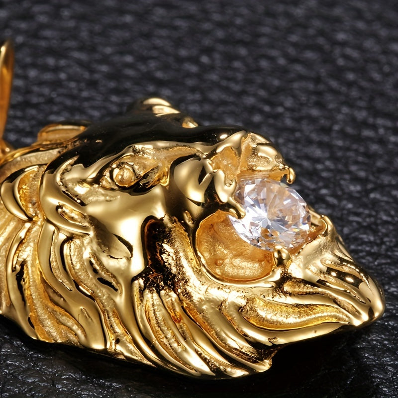 Collier Lion Eclatant Dore Homme