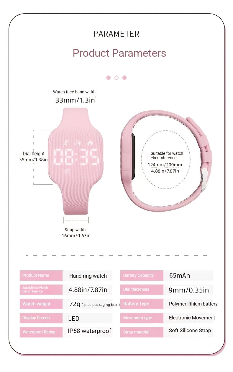 Montre FASSUN silencieuse à vibration avec réveil, compteur de pas, suivi des calories, moniteur de distance et minuteur - Recharge magnétique