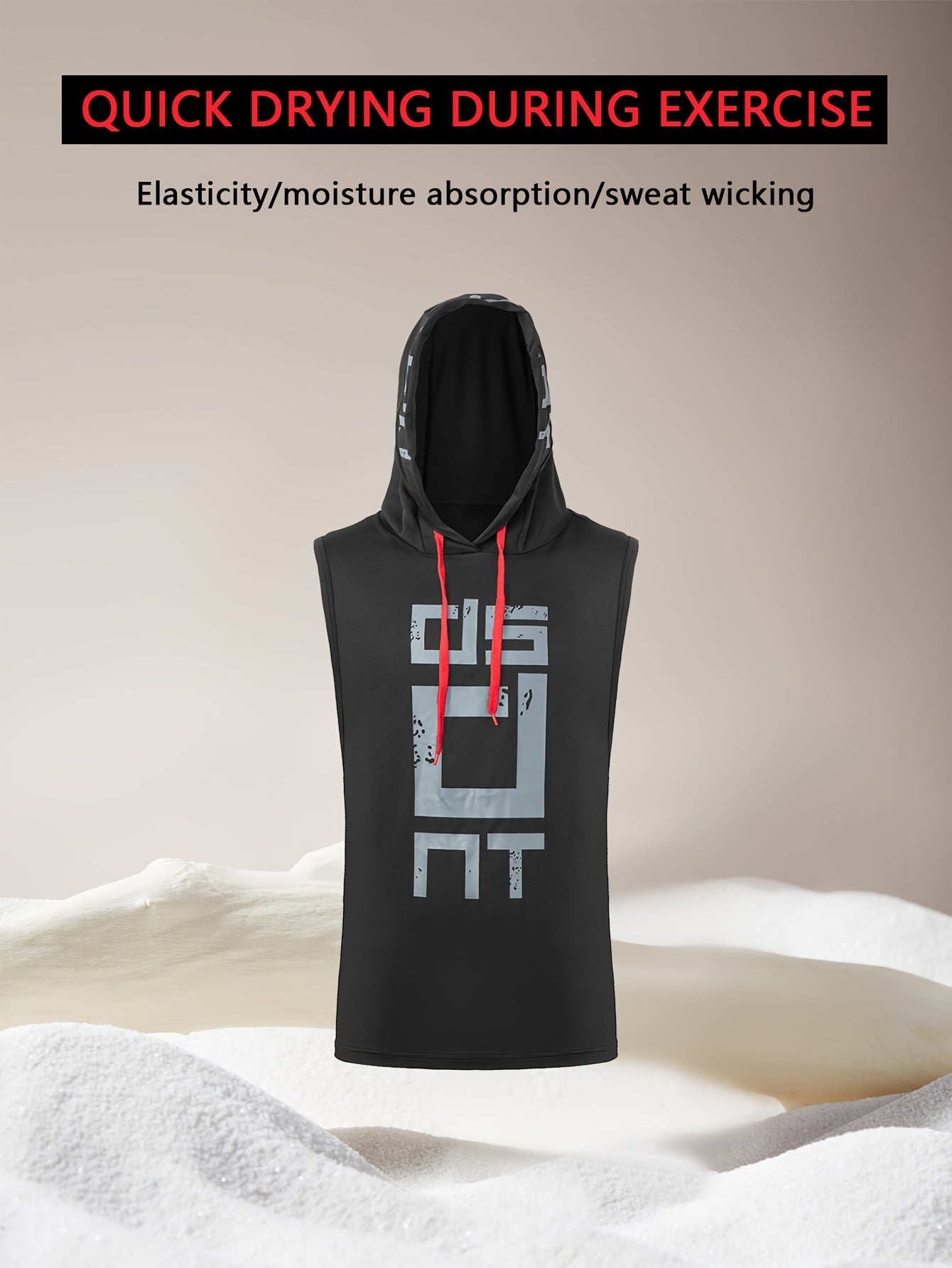 Débardeur d'entraînement à capuche haute élasticité et séchage rapide