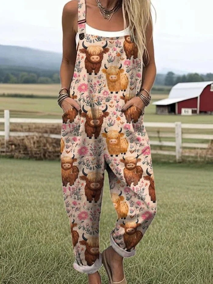 Pantalon à bretelles décontracté à boutons imprimés en 3D numérique