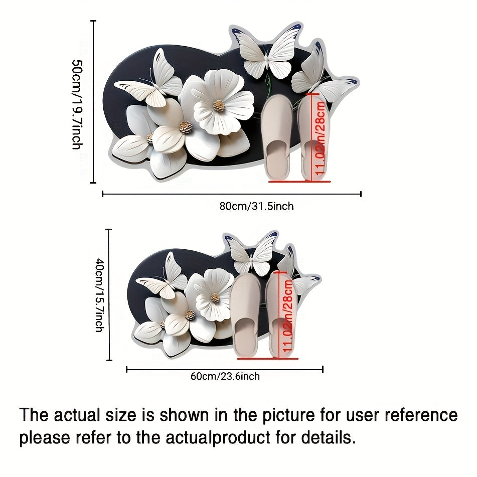 Tapis de bain papillon à motif floral