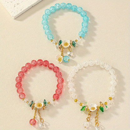 Lot de 3 bracelets floraux de style estival