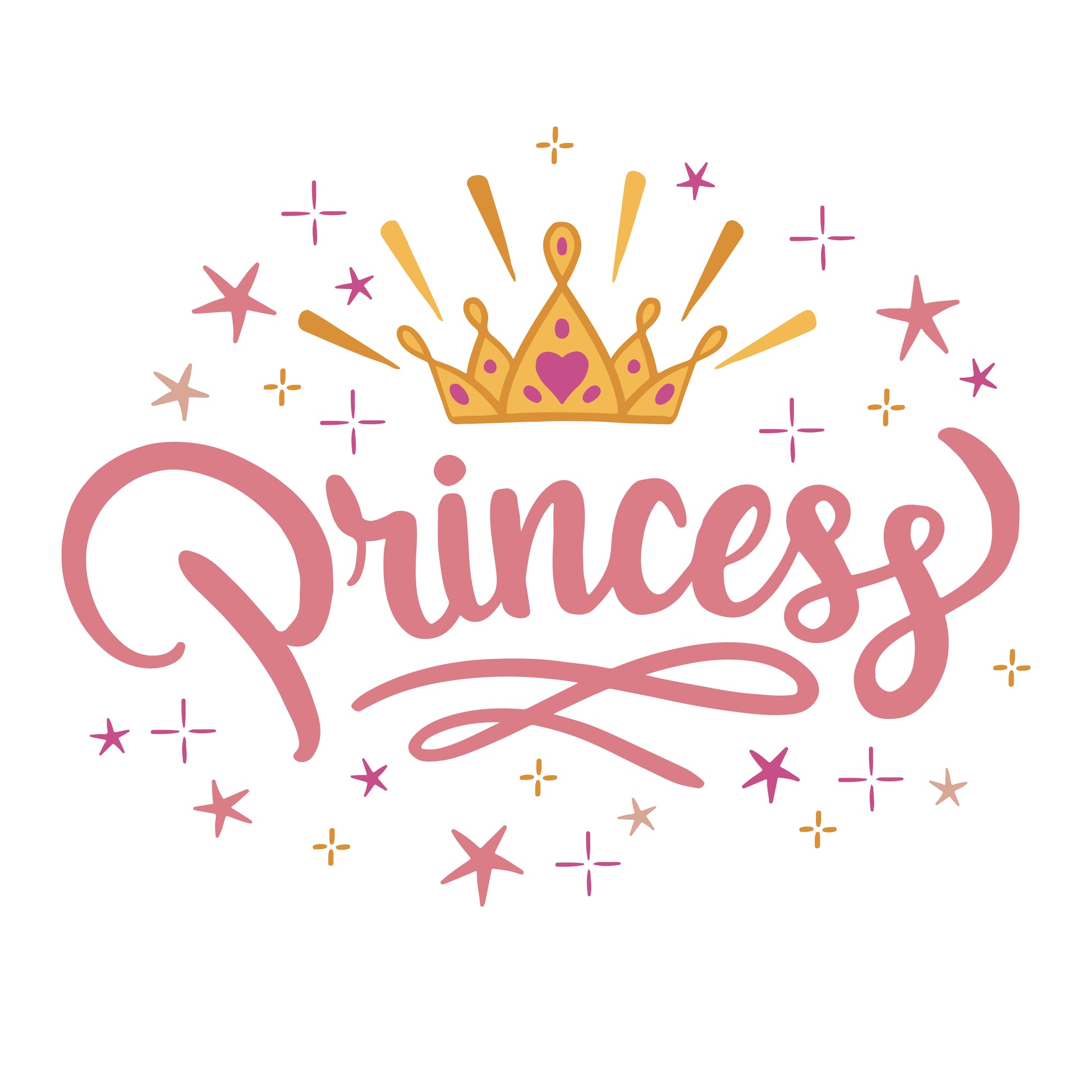 1 autocollant mural coloré avec couronne de princesse et lettrage - Topdecheztop.fr