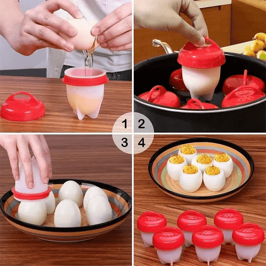 Lot de 6 cuiseurs à œufs antiadhésifs en silicone