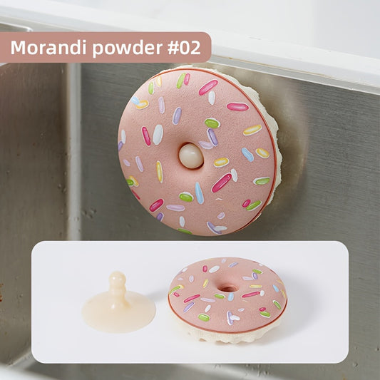 Lot de 5 PCS éponges-brosses, 4 éponges à vaisselle en forme de donut avec 1 ventouse