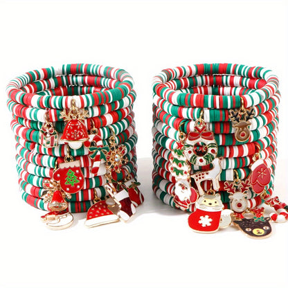 Lot de 32 bracelets de Noël colorés en céramique