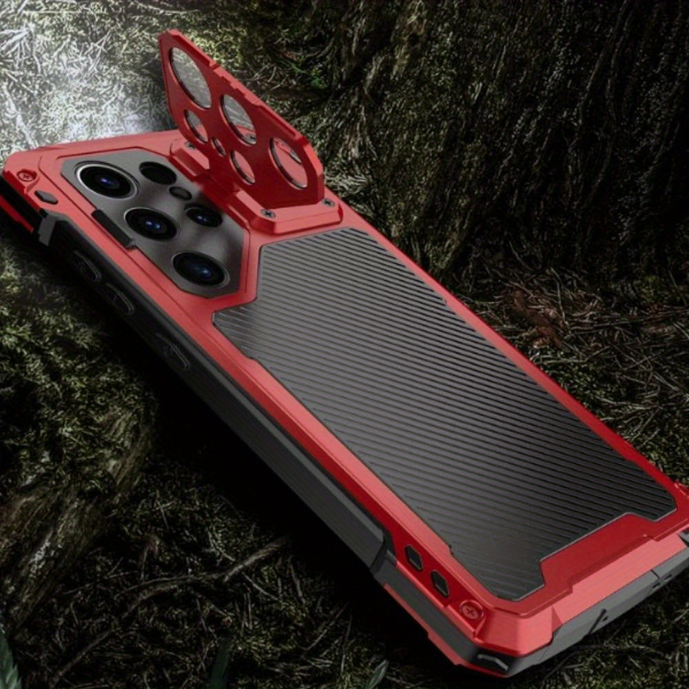 Phone case: for  S24 S23 Ultra armor metal magnetic phone case heavy duty shockproof aluminum cover screen protector