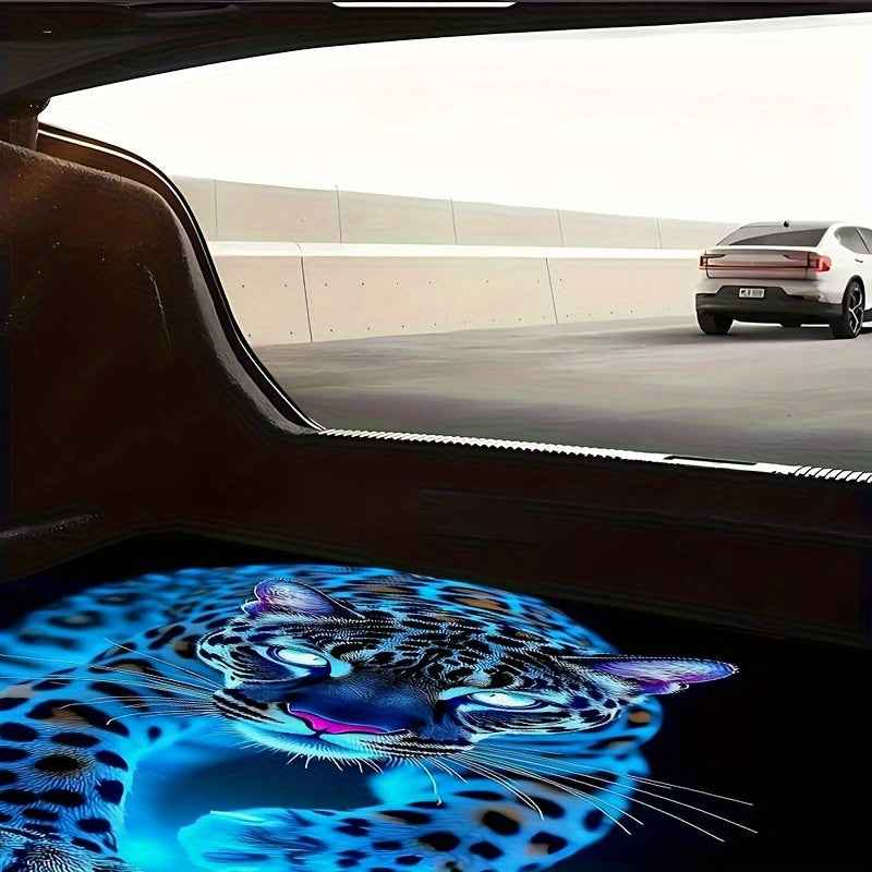 1pc, Animal Theme Blue Cheetah Pattern Printed Polyester Fiber Car Trunk Mat- Dustproof, Durable, Car Cargo Mat, Trunk Mat