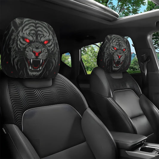 Lot de 2 housses d'appuie-tête de voiture élégantes, motif tigre noir