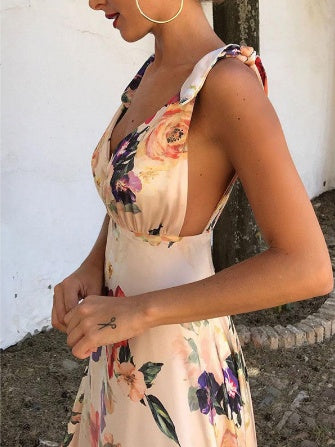 Robe  élégante sans manches à fleurs