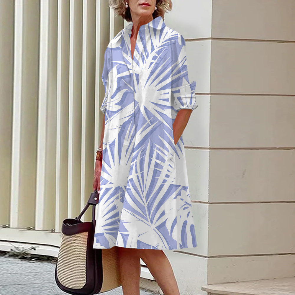 Robe-chemise ample et décontractée pour femme, imprimée numériquement en 3D