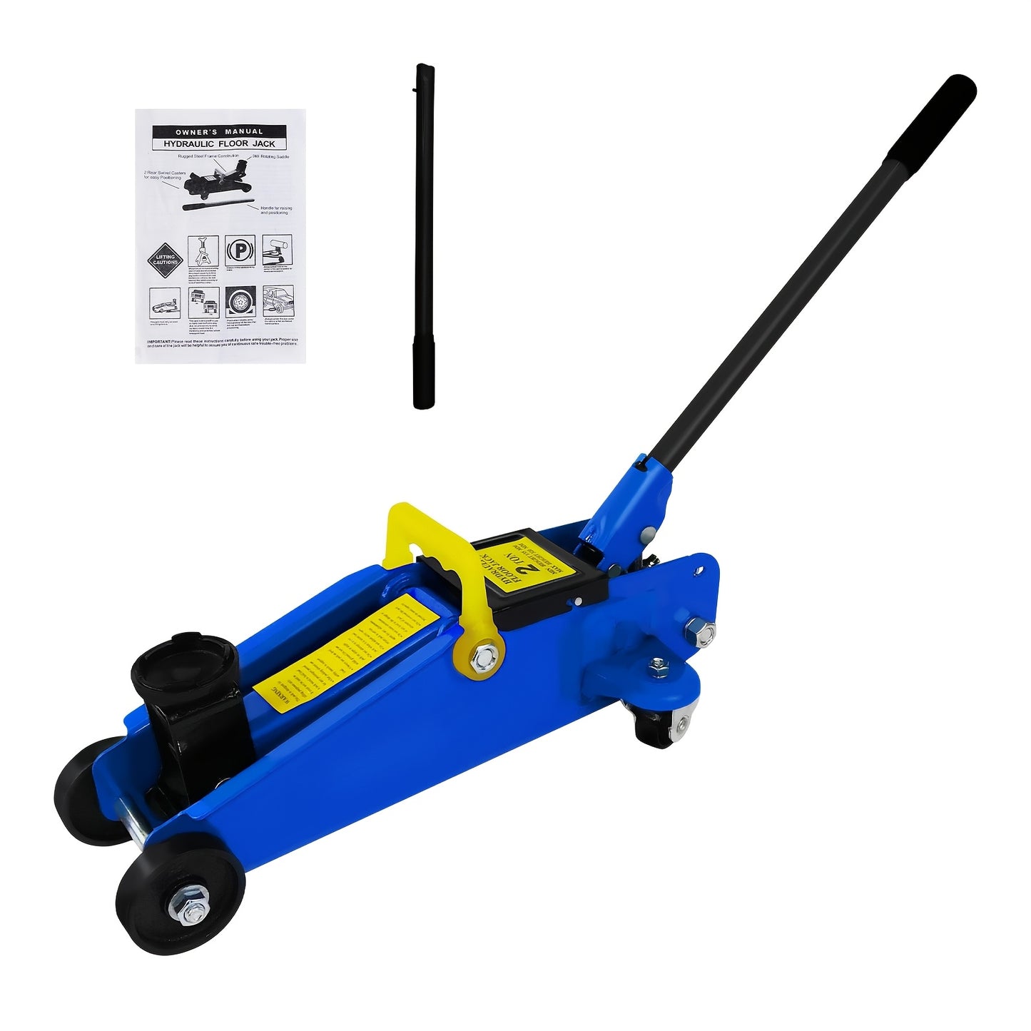 Cric hydraulique robuste de 2 tonnes conçu pour les interventions d'urgence et l'entretien régulier.