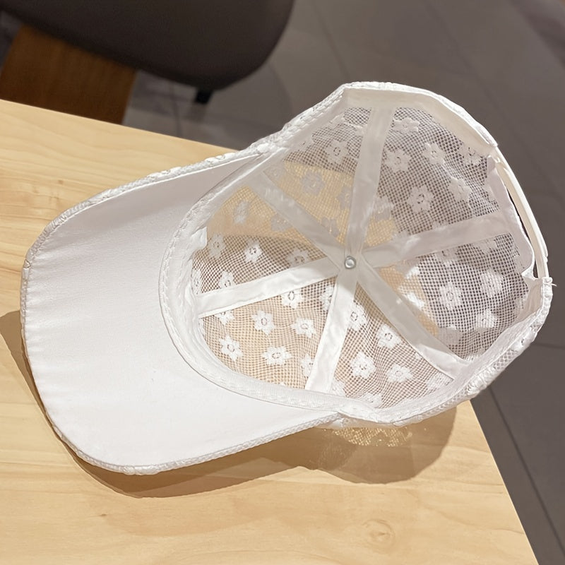 Women's Breathable Lace Baseball Cap - Sun Protection and Adjustable Fit For Women & Men - Topdecheztop.fr