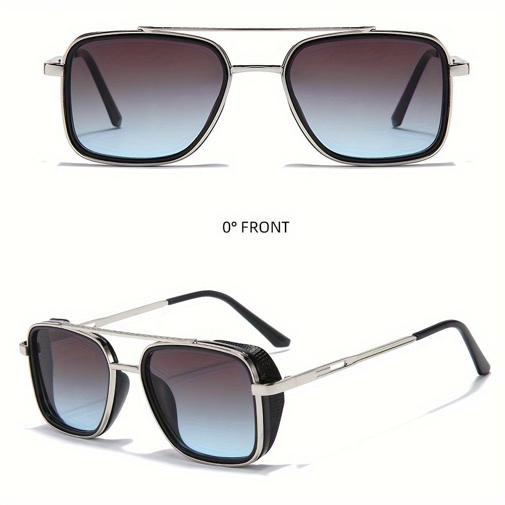 Lunettes carrées style hippie à monture métallique style punk rétro - Topdecheztop.fr