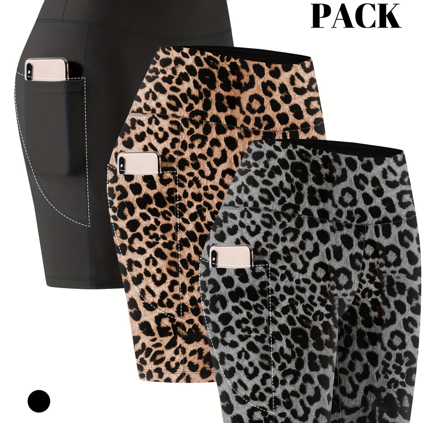 Lot de 3 bermudas taille haute avec poches en forme de lune, grande taille - Topdecheztop.fr