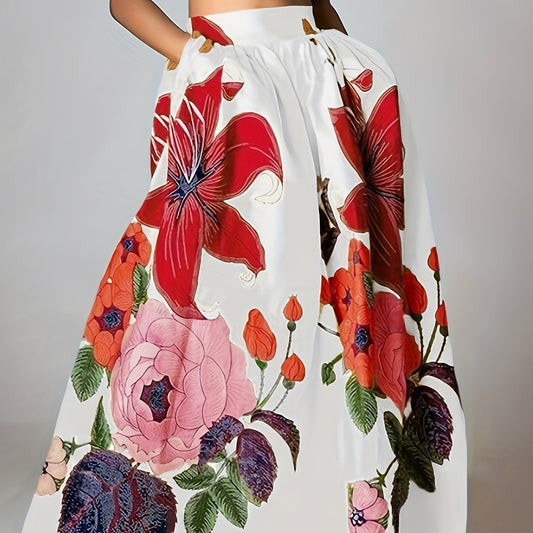 Jupe longue , imprimé,  floral - Topdecheztop.fr