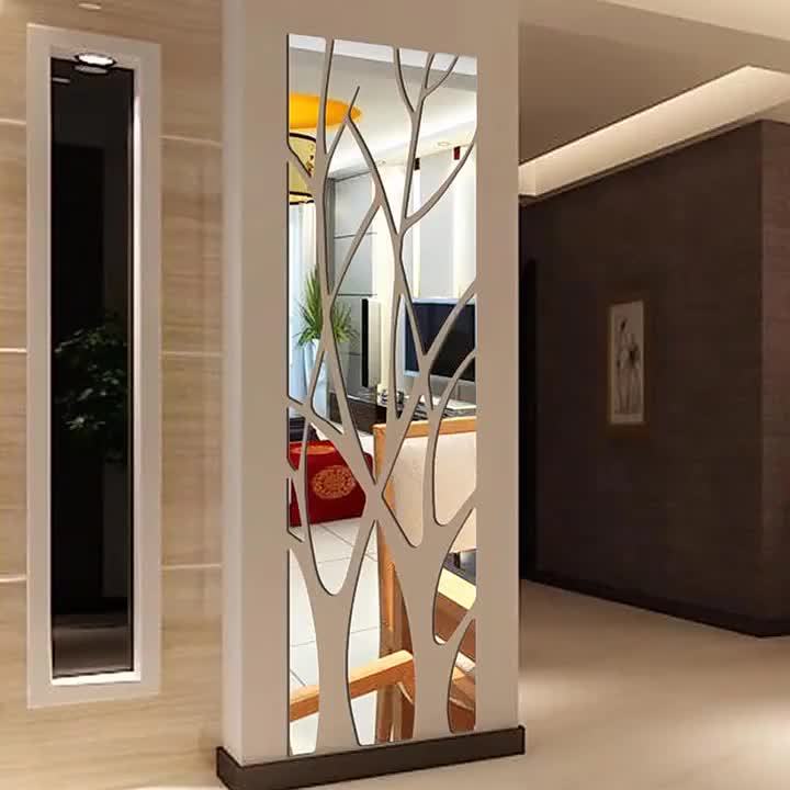 1set Acrylic Branches Wall Stickers Living Room Dining Room Entrance TV Background Wall Office Decoration Mirror Wall Stickers, Movable Wall Art Decor, Bedroom Living Room Wall Murals, Home Decor - Topdecheztop.fr