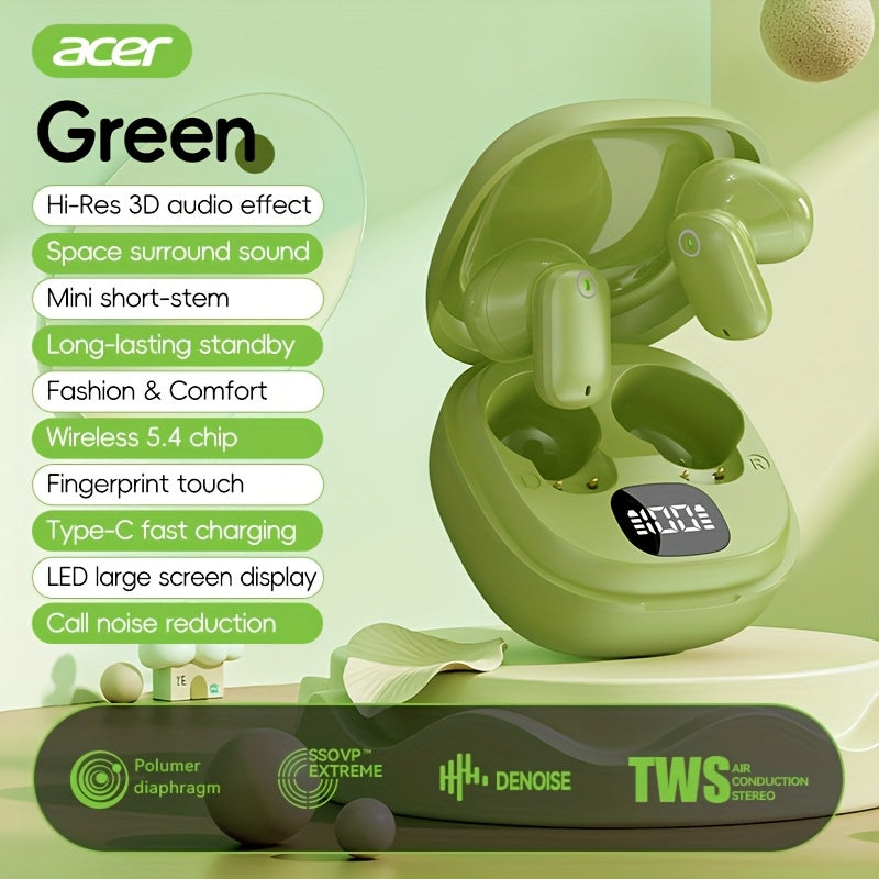 Écouteurs sans fil Acer, semi-intra-auriculaires à réduction de bruit
