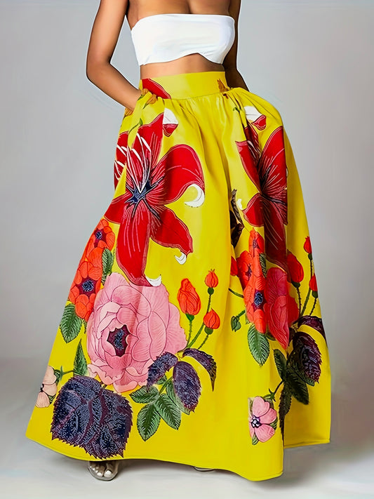Jupe longue , imprimé,  floral - Topdecheztop.fr