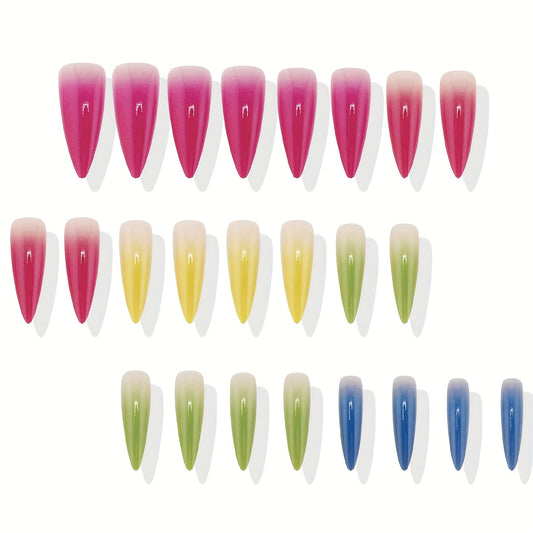Lot de 24 faux ongles longs en amande